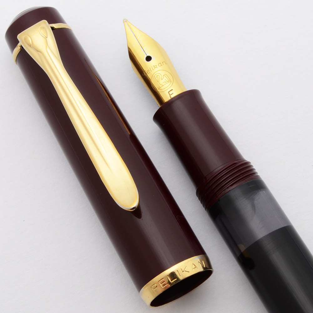 Pelikan M150 Fountain Pen (Old Style) - Black-Burgundy, Fine GP